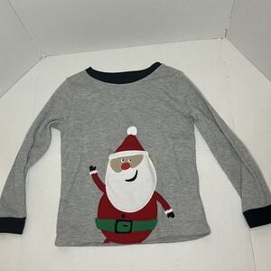 Carter's Kids Santa Appliqué Long-Sleeve Thermal Top - Gray & Red
